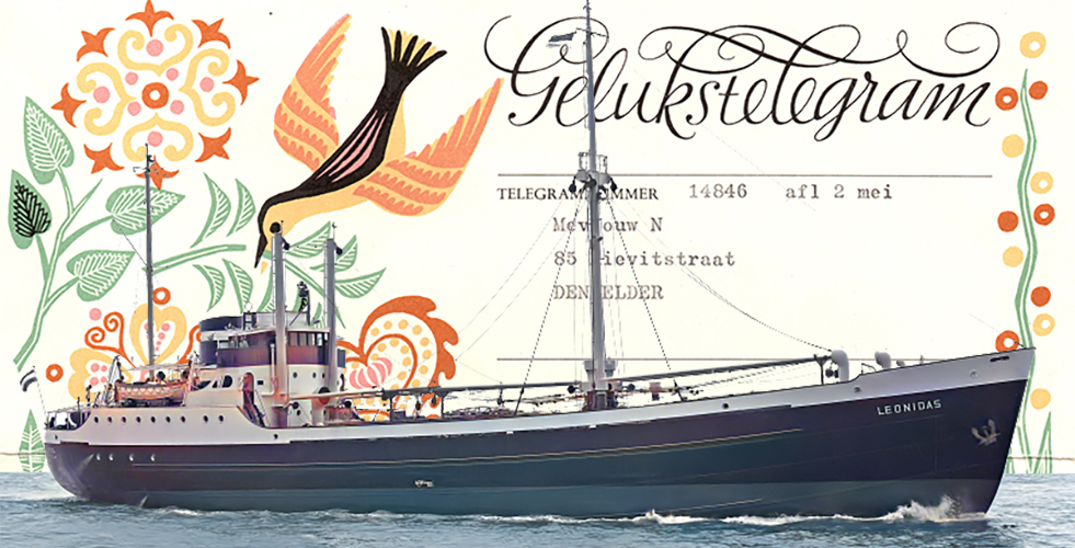 Telegram to mother by both radio and messenger Netherlands + Philately
