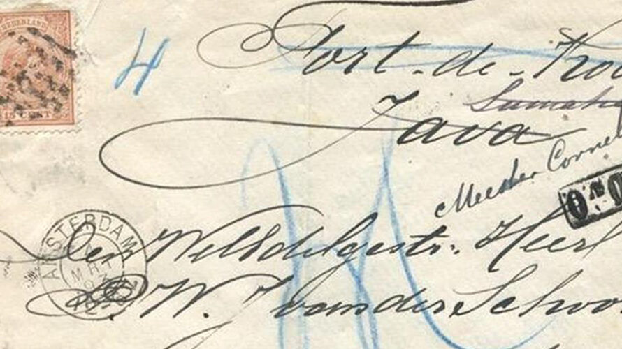 Amsterdam to Fort de Kock, Dutch East Indies, per French Pacquet Boat in 1893