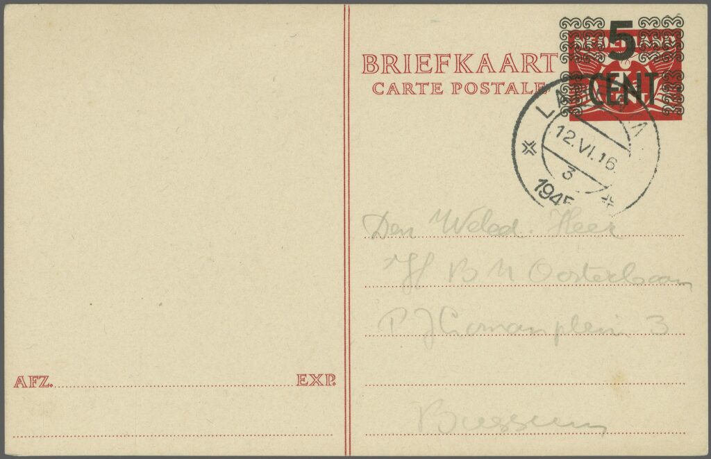 The Larens Provisorium Card of 1945