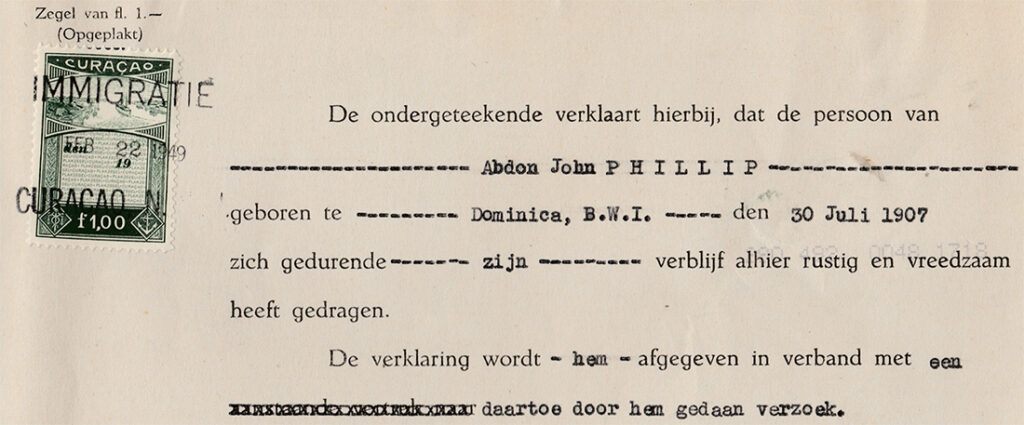 A Certificate of Conduct from Curaçao, 1949